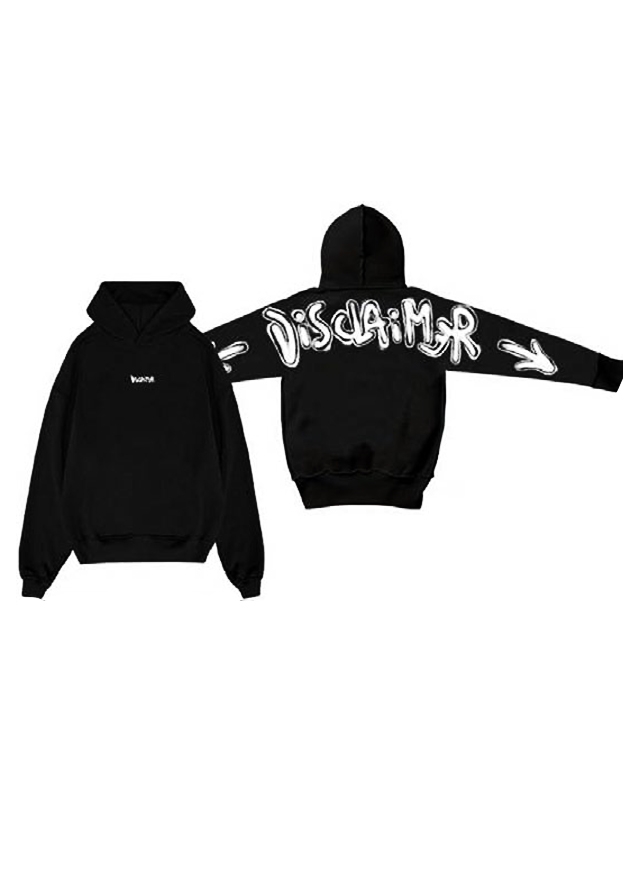 Пуловер, з капюшоном, утеплений, Чорний, DISCLAIMER Італія, 26OZ