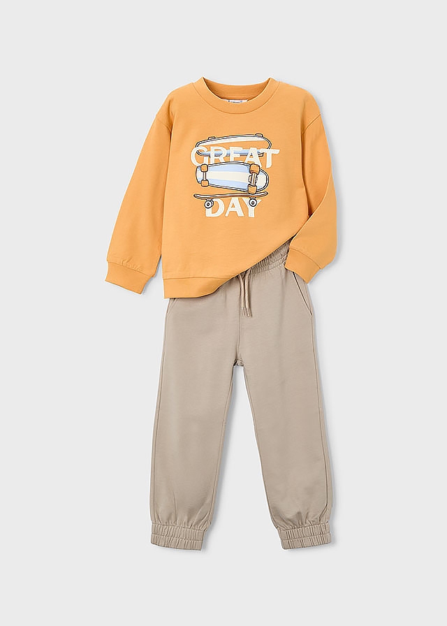 Комплект, Пуловер + бежеві штани, Бурштиновий, Mayoral Іспанія, 26VL