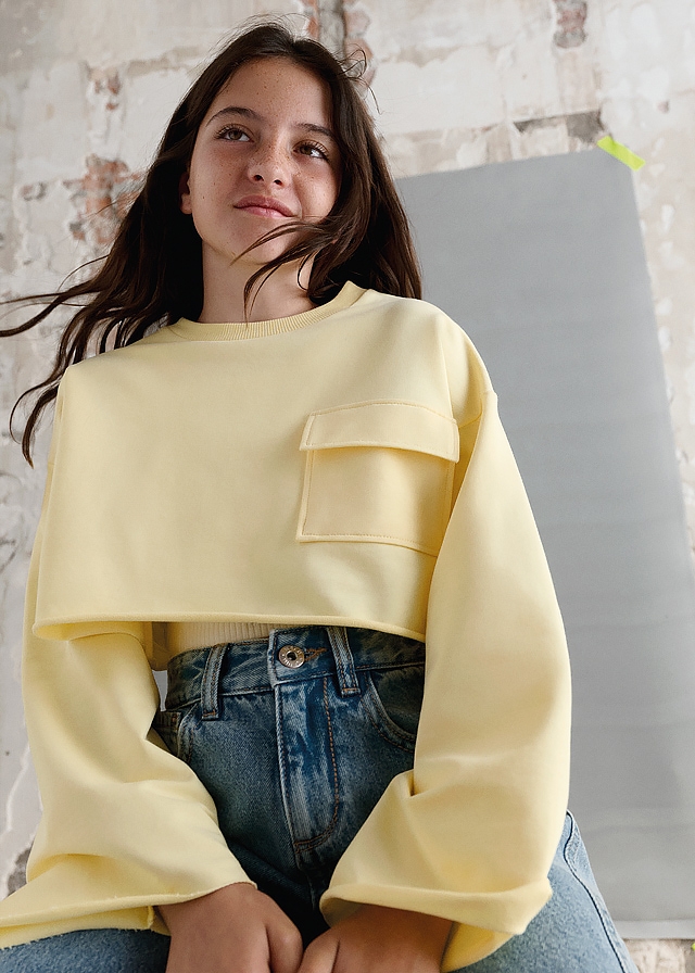 Комплект, Пуловер +  кремова майка, Жовтий, Mayoral Іспанія, 26VL