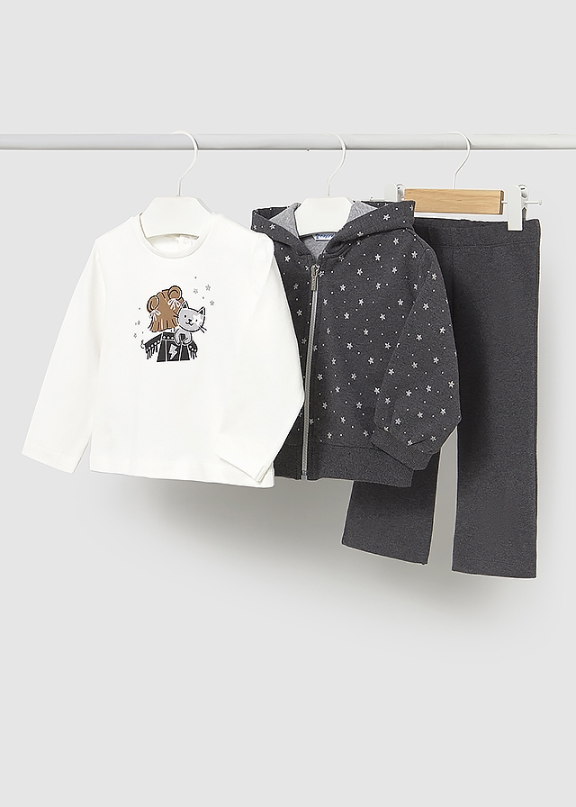 Комплект, Кофта + джемпер + штани (утеплений), Темно-сірий, Mayoral Іспанія, 26OZ