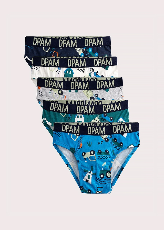 Білизна, Труси 5 шт., Зелений, Темно-синій, Сірий, Du pareil au meme Франція, 25VL Білизна, Труси 5 шт., Зелений, Темно-синій, Сірий, Du pareil au meme Франція, 25VL