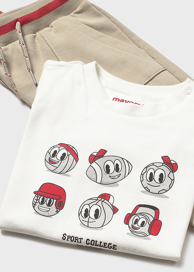 Комплект, Кофта + футболка + бежеві штани, Червоний, Mayoral Іспанія, 26VL