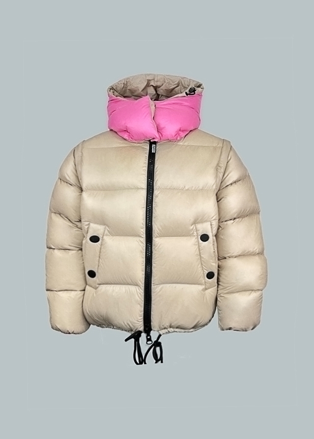 Куртка, двостороння, відстібаються рукава і капюшон, тепла, Бежевий, Montereggi Італія, 25OZ