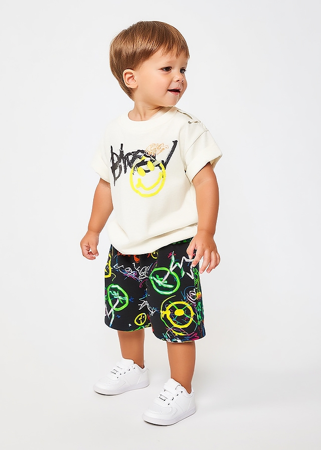 Комплект, Футболка біла + шорти, Чорний, BARROW Kids Італія, 26VL Комплект, Футболка біла + шорти, Чорний, BARROW Kids Італія, 26VL