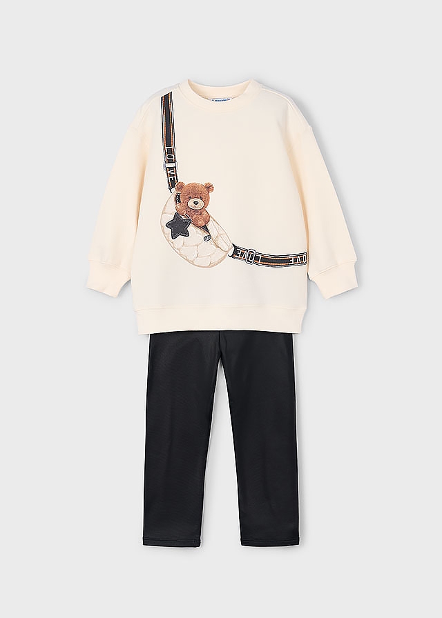 Комплект, Пуловер + чорні легінси (легке утеплення), Кремовий, Mayoral Іспанія, 26OZ