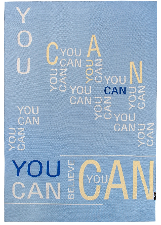 ПЛЕДИ, в'язаний в написах YOU CAN 130см. х 180см., Блакитний, RENEL’ Україна