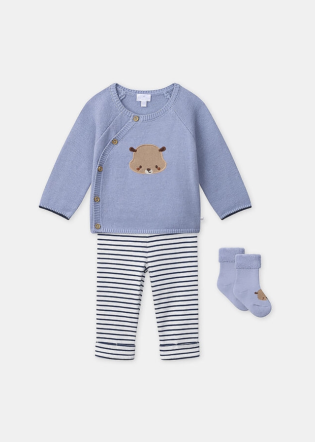 Комплект, Кофта в'язана + штани + шкарпетки, Блакитний, Sergent Major Франція, 26OZ