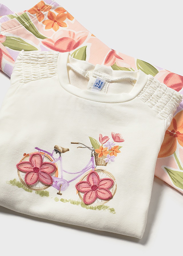 Комплект, Футболка + бузкові легінси, Кремовий, Mayoral Іспанія, 26VL