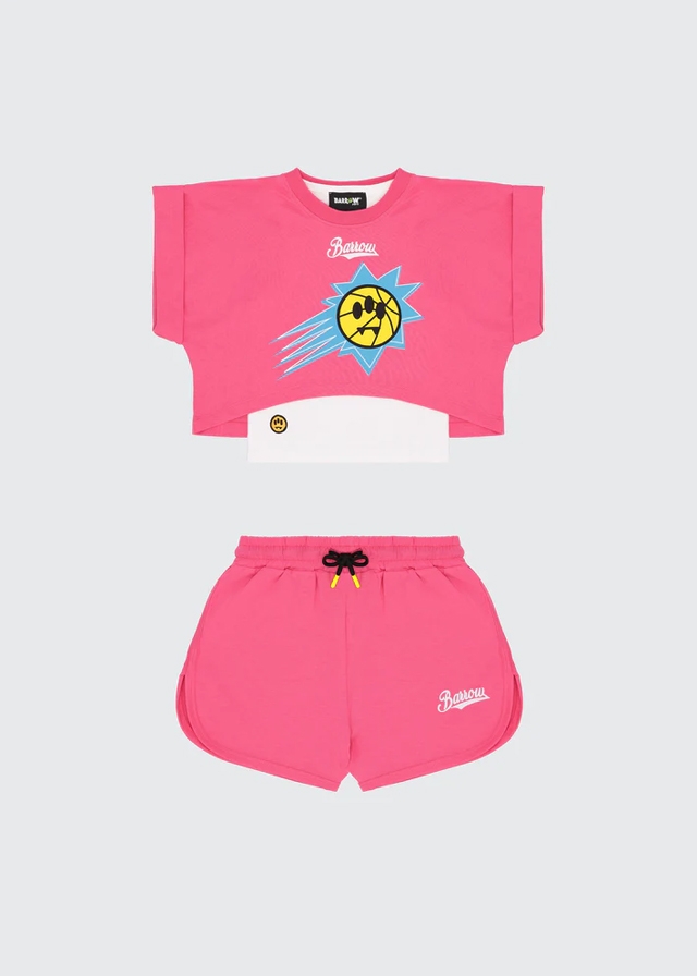 Комплект, Футболка + майка + шорти, Рожевий, BARROW Kids Італія, 26VL Комплект, Футболка + майка + шорти, Рожевий, BARROW Kids Італія, 26VL