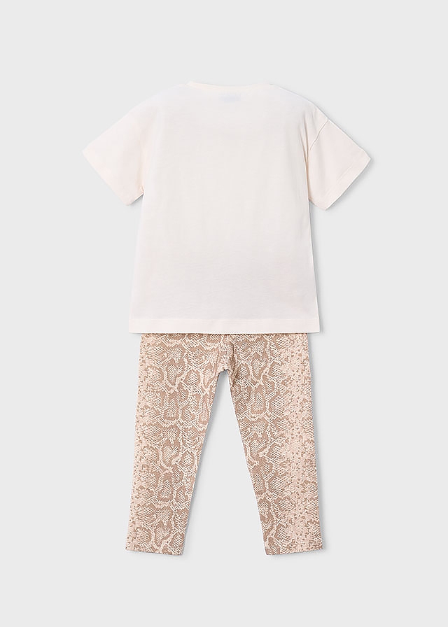 Комплект, Футболка + легінси, Бежевий, Mayoral Іспанія, 26VL