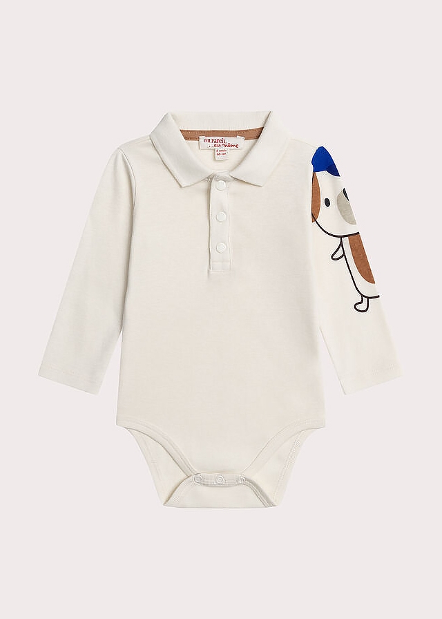 Комбінезон, Боді довгий рукав, Бежевий, Du pareil au meme Франція, 26OZ