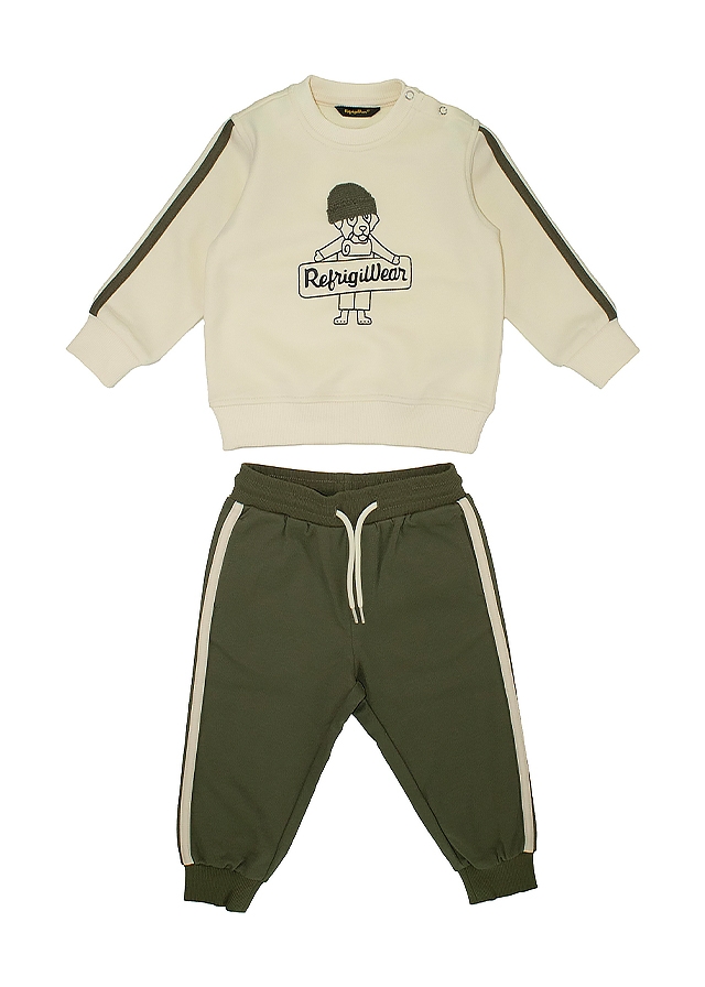 Комплект, Пуловер + зелені штани, Кремовий, RefrigiWear Італія, 26OZ