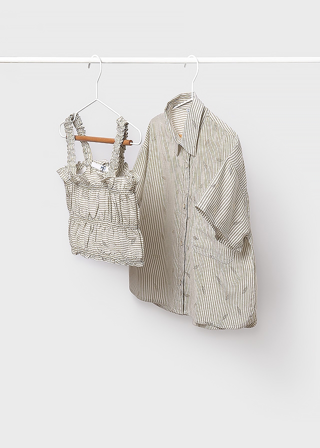 Блуза, + топ в оливкову смугу, Бежевий, Mayoral Іспанія, 25VL