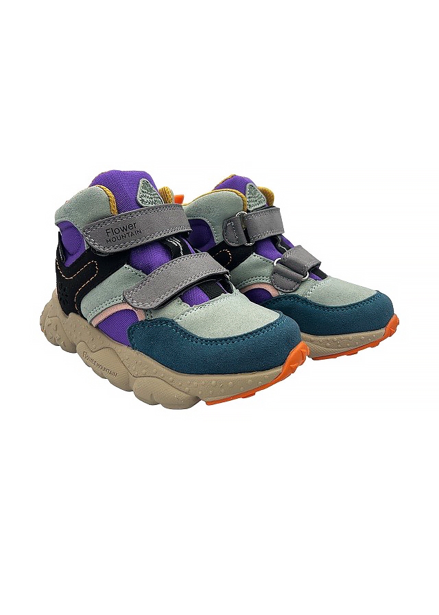 Черевики, водостійкі, теплі  (зелені вставки, сірі липучки), Фіолетовий, Flower Mountain Італія, 25OZ