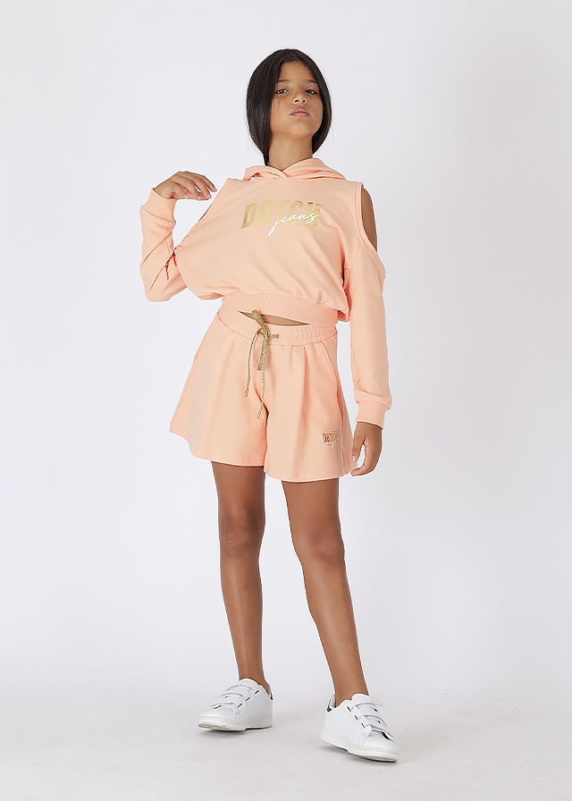 Пуловер, з капюшоном, Персиковий, DATCH Італія, 25VL