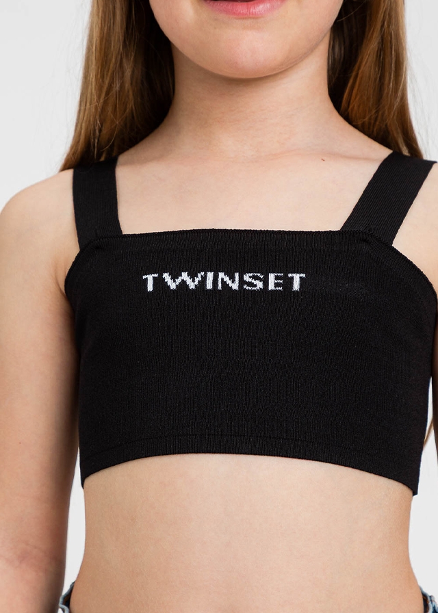 Футболка, Топ, Чорний, TWINSET Італія, 26VL
