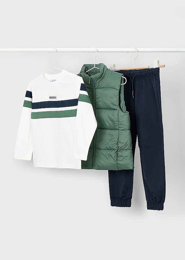 Комплект, Жилет + джемпер + сині штани, Зелений, Mayoral Іспанія, 26OZ