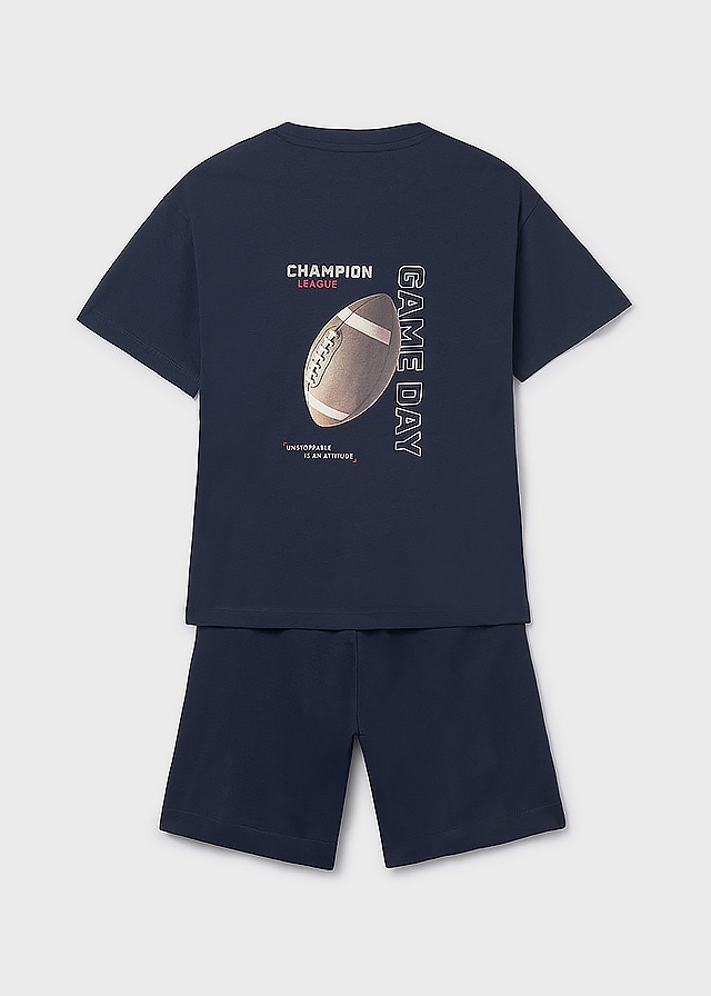 Комплект, Футболка + шорти, Темно-синій, Mayoral Іспанія, 26VL