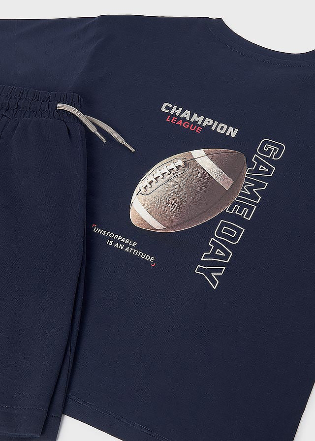 Комплект, Футболка + шорти, Темно-синій, Mayoral Іспанія, 26VL