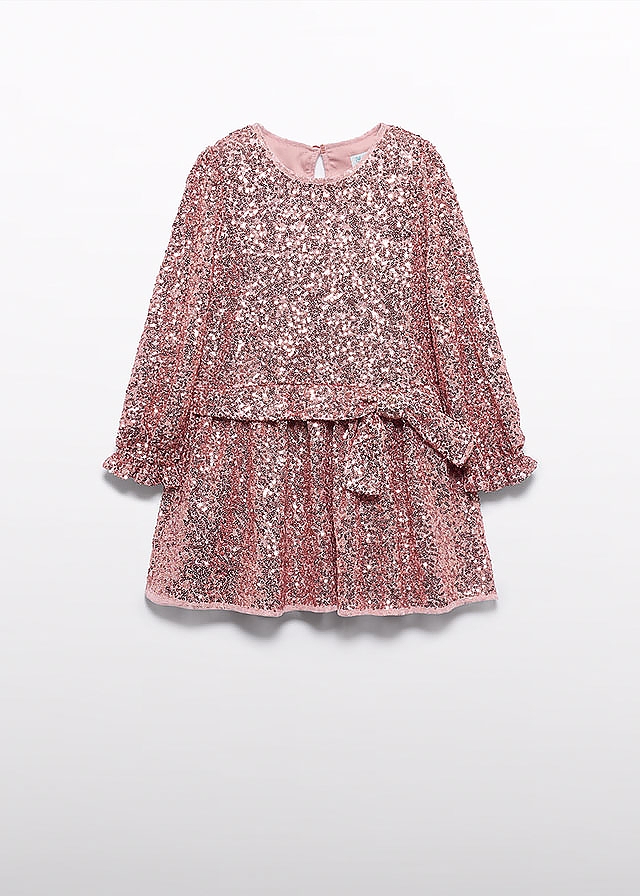 Сукня, в паєтка, довгий рукав, Рожевий, AbelLula Іспанія, 26OZ