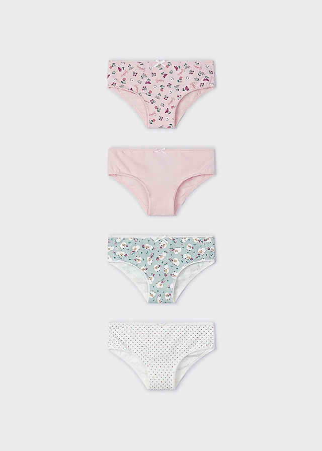 Білизна, Труси 4 шт. Рожевий, Білий,, М'ятний, Mayoral Іспанія, 25OZ Білизна, Труси 4 шт. Рожевий, Білий,, М'ятний, Mayoral Іспанія, 25OZ