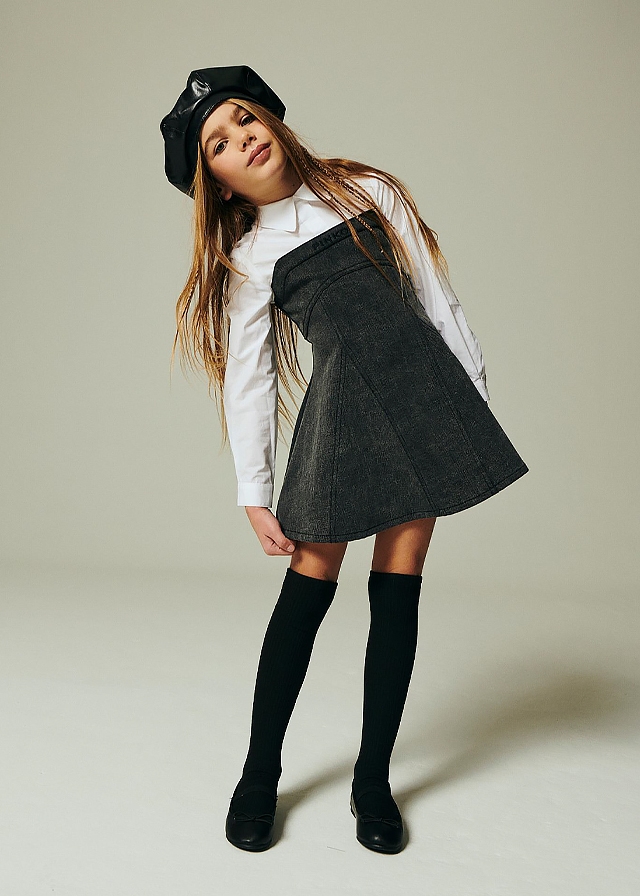 Сукня, джинсова, довгий рукав, верх білий, Темно-сірий, PINKO UP Італія, 26OZ Сукня, джинсова, довгий рукав, верх білий, Темно-сірий, PINKO UP Італія, 26OZ