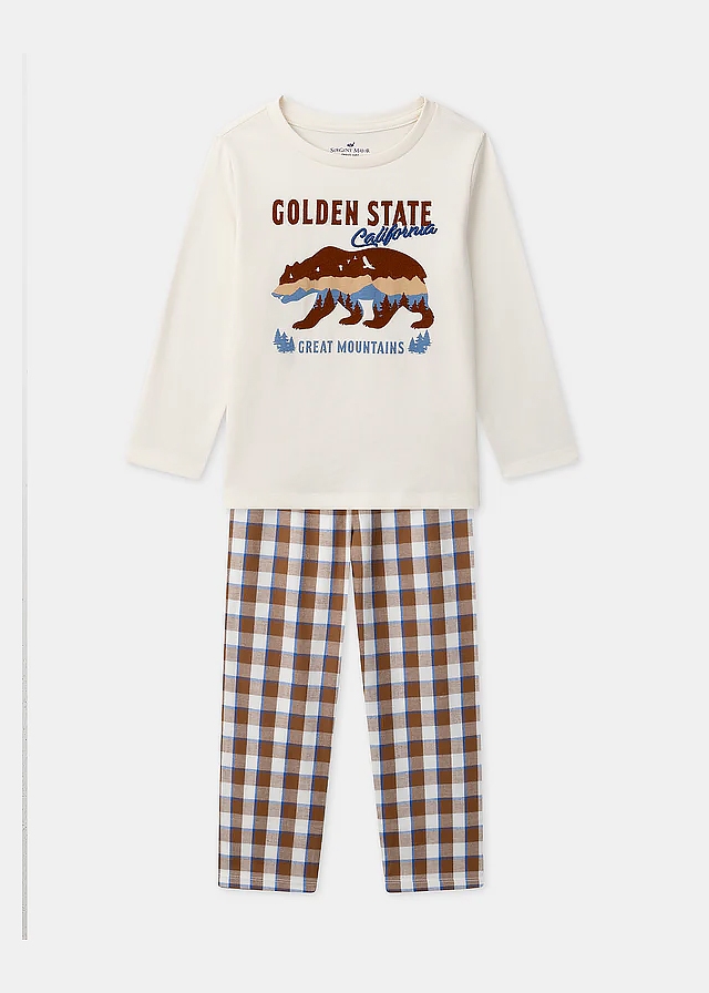 Піжама, Джемпер + штани в клітинку, Бежевий, Sergent Major Франція, 26OZ Піжама, Джемпер + штани в клітинку, Бежевий, Sergent Major Франція, 26OZ