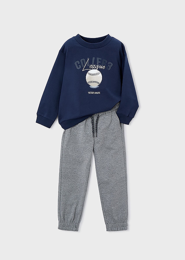 Комплект, Пуловер + сірі штани, Темно-синій, Mayoral Іспанія, 26OZ