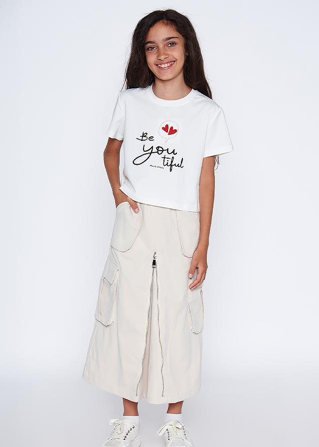 Футболка, укорочена, Кремовий, Manila Grace Італія, 25VL