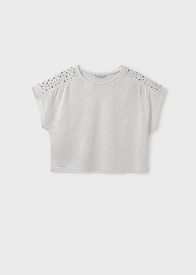 Футболка, з люрексом, Кремовий, Mayoral Іспанія, 25VL Футболка, з люрексом, Кремовий, Mayoral Іспанія, 25VL