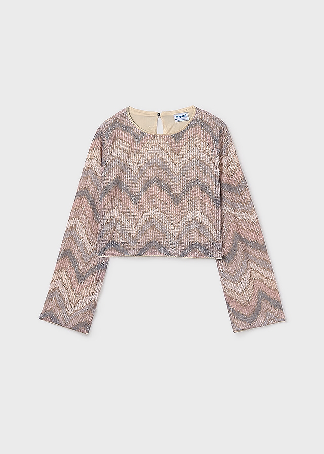 Блуза, в паєтках, Бежевий, Mayoral Іспанія, 26OZ