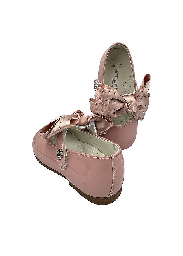 Туфлі, лакові (бантик в камінцях), Рожевий, ANDANINES Іспанія, 26VL