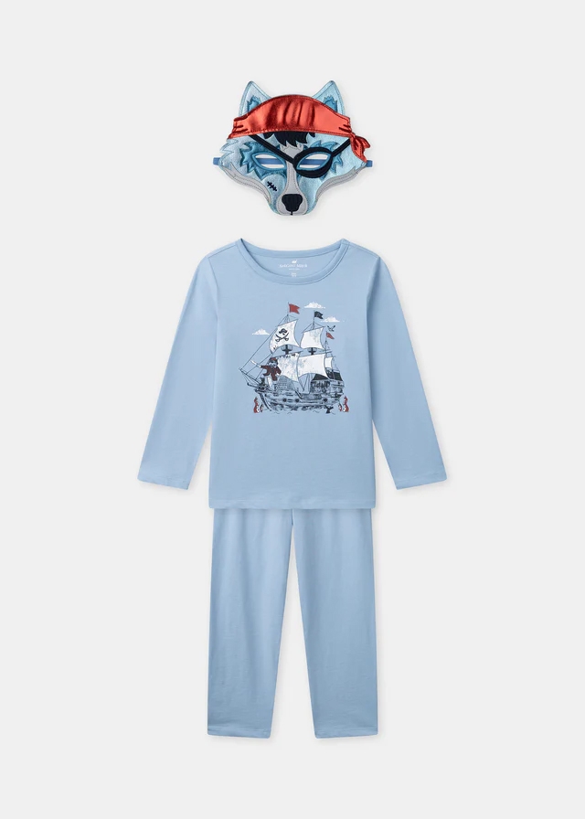 Піжама, Джемпер + штани + маска для обличчя, Блакитний, Sergent Major Франція, 26VL