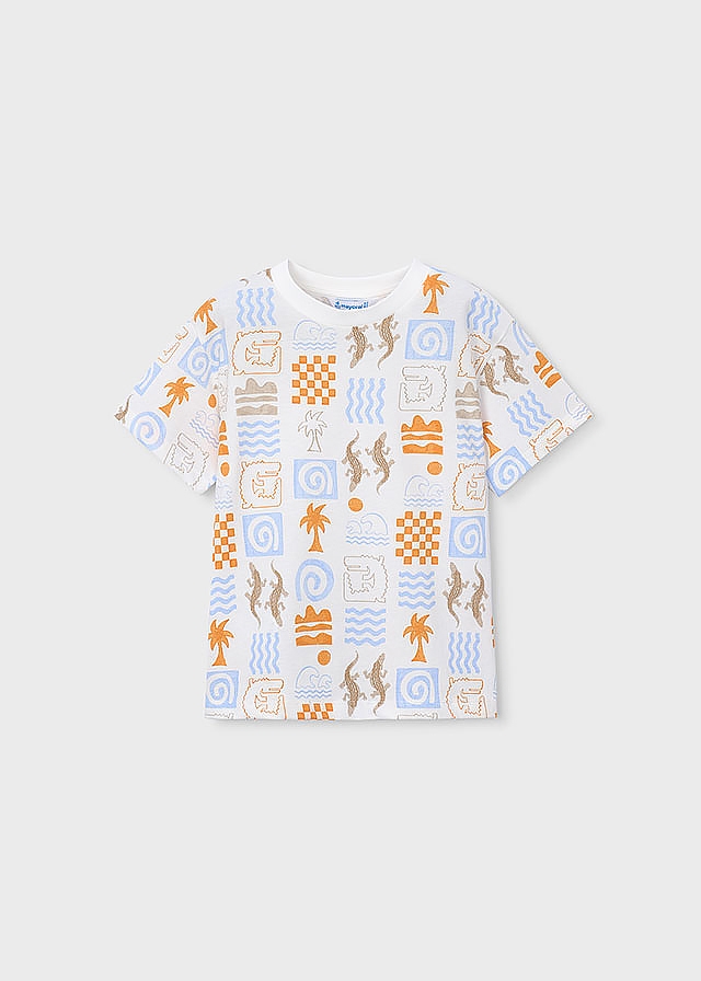 Комплект, Футболка 2 шт. + бежеві шорти, Бурштиновий, Mayoral Іспанія, 26VL