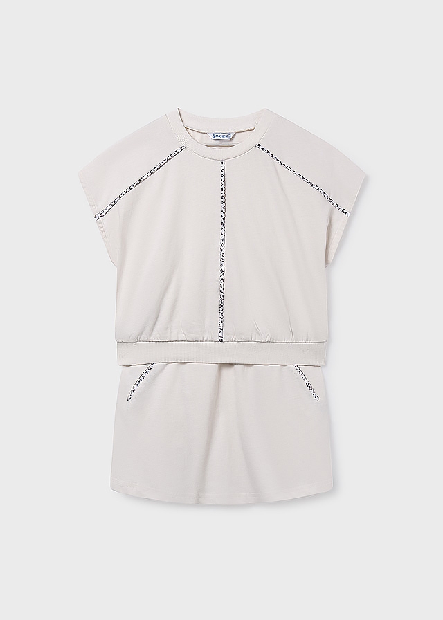 Комплект, Футболка + спідниця, Кремовий, Mayoral Іспанія, 26VL