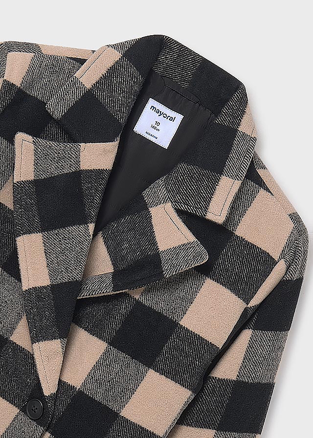 Пальто, в бежеву клітину, Чорний, Mayoral Іспанія, 26OZ