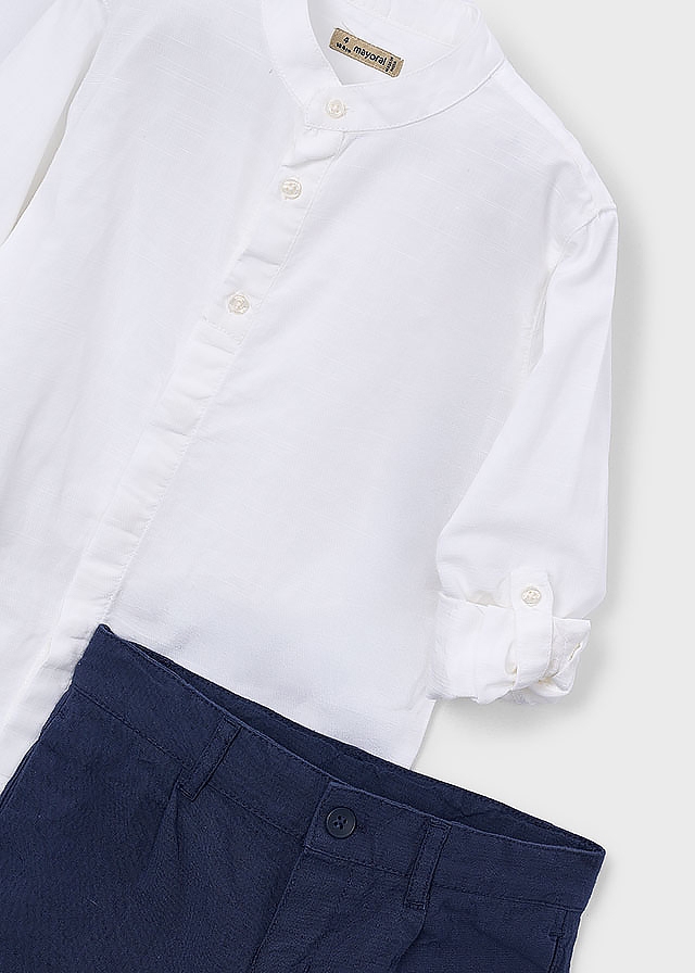 Комплект, Сорочка довгий рукав + шорти, Білий, Mayoral Іспанія, 26VL