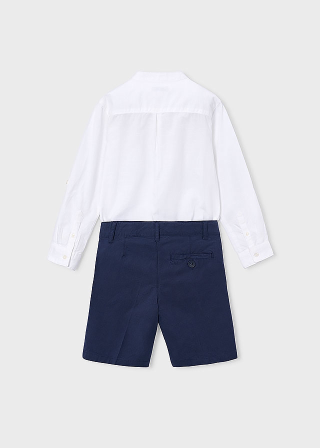 Комплект, Сорочка довгий рукав + шорти, Білий, Mayoral Іспанія, 26VL