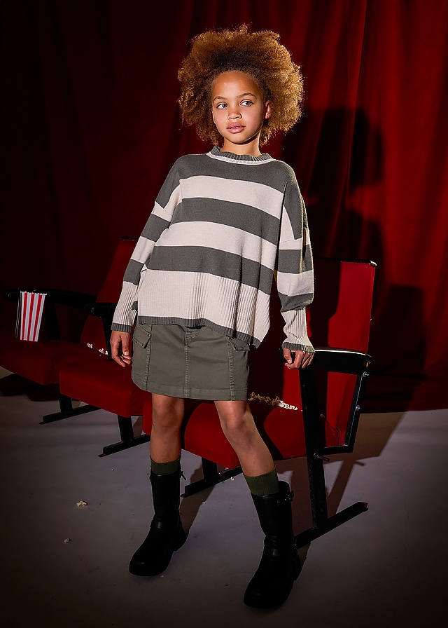 Светр, у бежеву смугу, Зелений, Mayoral Іспанія, 26OZ