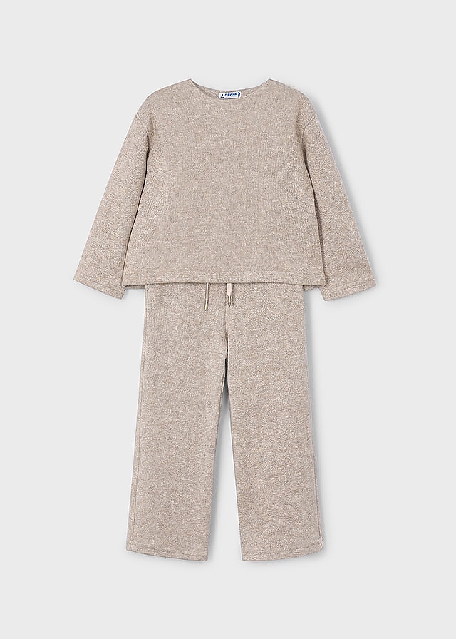 Комплект, Пуловер + штани, з люрексом, Бежевий, Mayoral Іспанія, 26OZ
