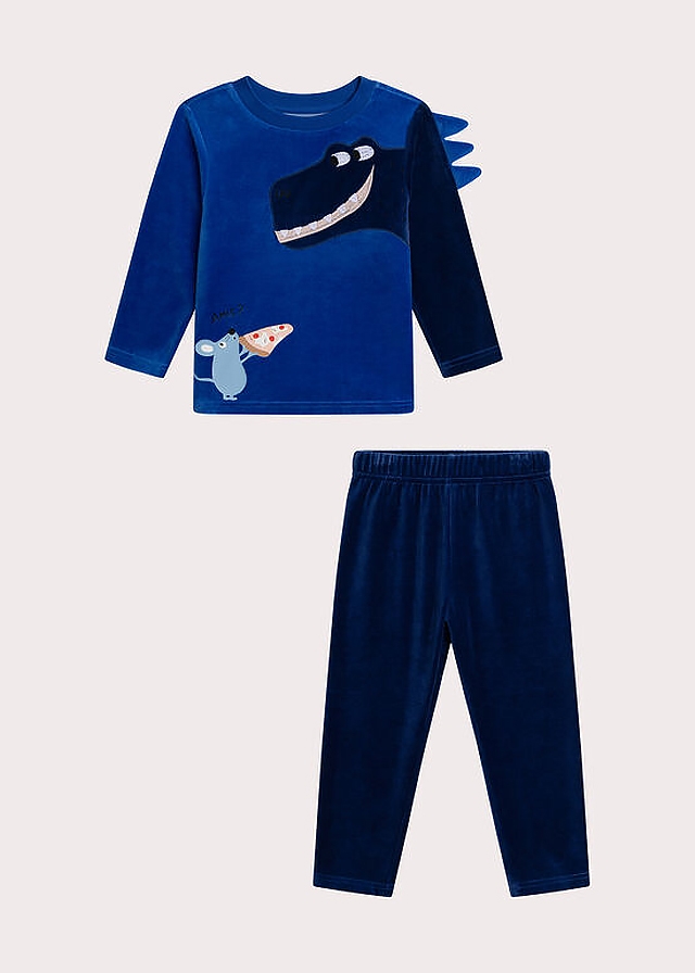 Піжама, велюрова. Пуловер + штани, Синій, Du pareil au meme Франція, 26OZ