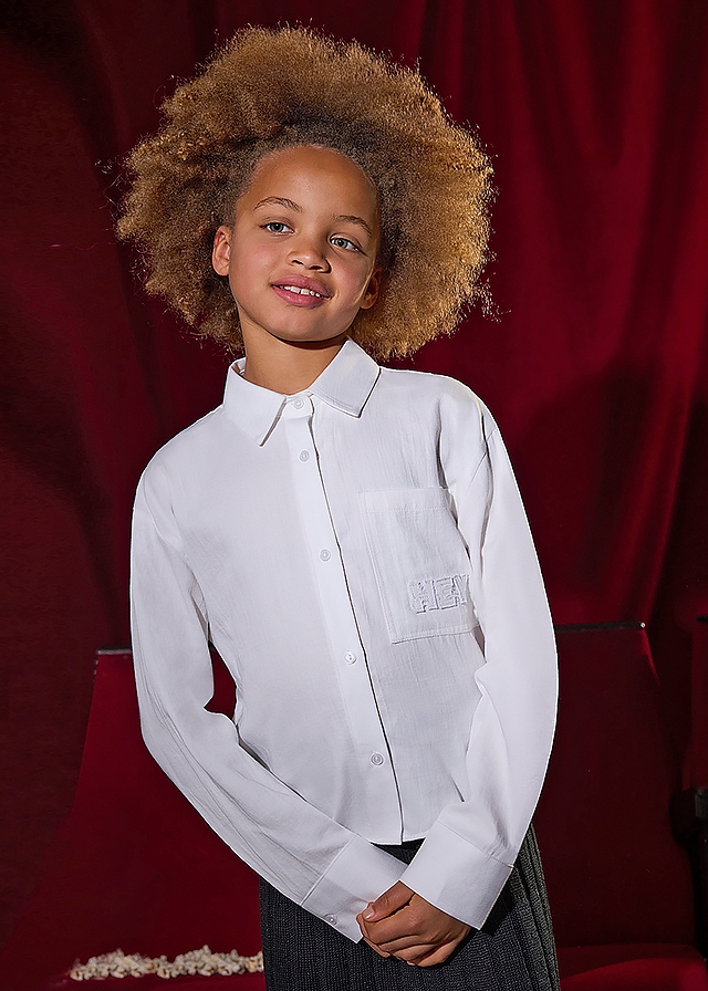 Блуза, довгий рукав, Білий, Mayoral Іспанія, 26OZ