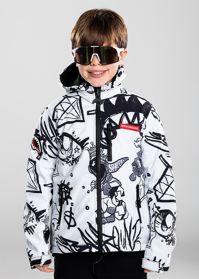 Куртка, з капюшоном  (флісова підкладка), Білий, SPRAYGROUND США, 26OZ