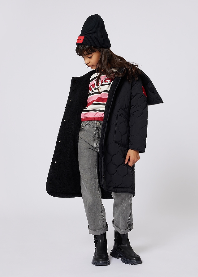 Пальто, з капюшоном (хутряна підкладка), Чорний, HUGO Німеччина, 26OZ