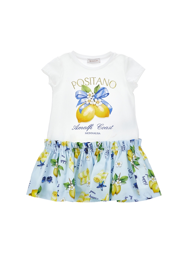 Сукня, низ блакитний, Білий, MONNALISA Італія, 26VL