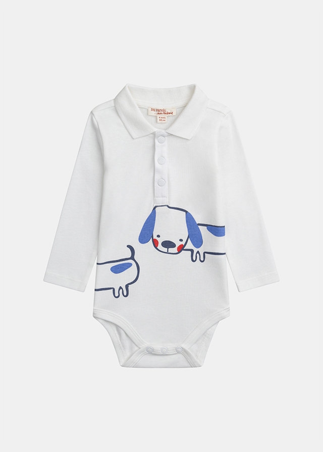 Комбінезон, Боді довгий рукав, Білий, Du pareil au meme Франція, 26VL