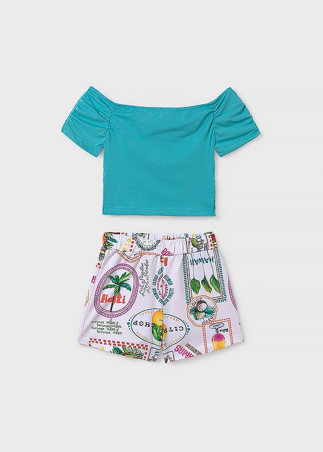 Комплект, Футболка + шорти, Бірюзовий, Mayoral Іспанія, 25VL