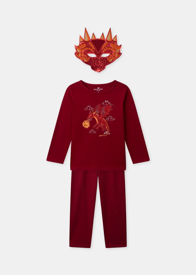 Піжама, Джемпер + штани + маска для обличчя, Бордовий, Sergent Major Франція, 26VL