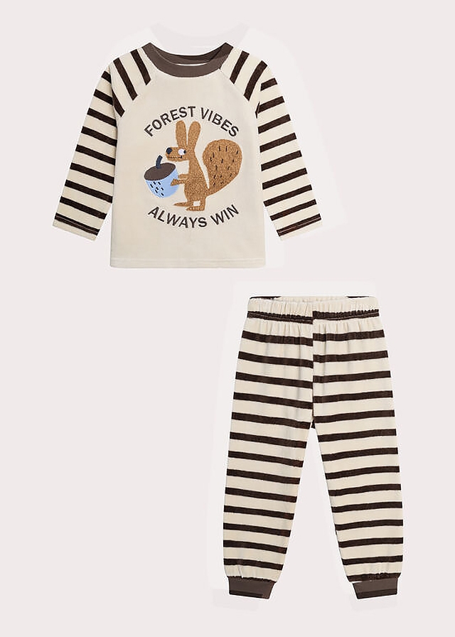 Піжама, велюрова. Джемпер + штани, Бежевий, Du pareil au meme Франція, 26OZ