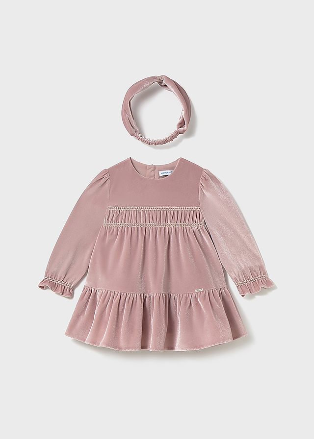 Сукня, довгий рукав + пов'язка на голову, Рожевий, Mayoral Іспанія, 26OZ